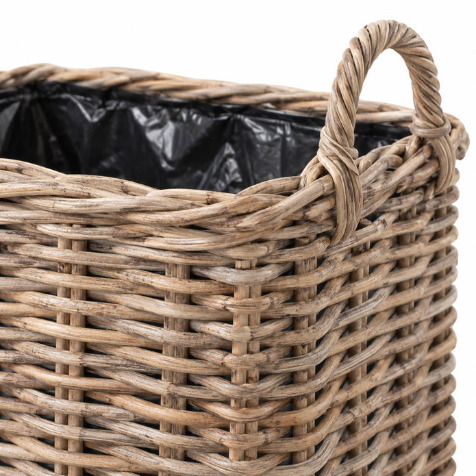 Square planter basket with rattan lining, ideal for home decor, by Pacific Lifestyle Ltd, shown with a stylish natural woven design.