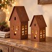 Metal House Rust Candle Holder
