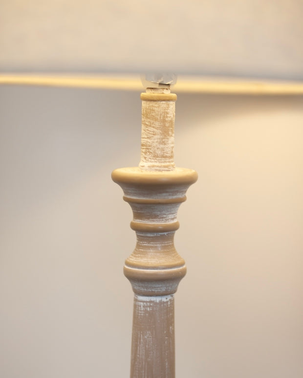 Leptis Magna wooden lamp by Hill Interiors, showcasing a handcrafted lighting fixture with intricate wood detailing.
