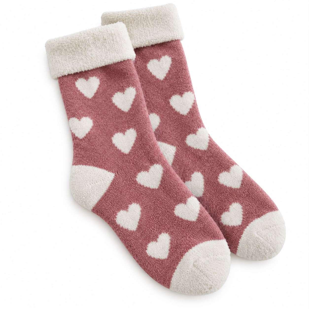 Cosy Cuff Socks - Pink Heart