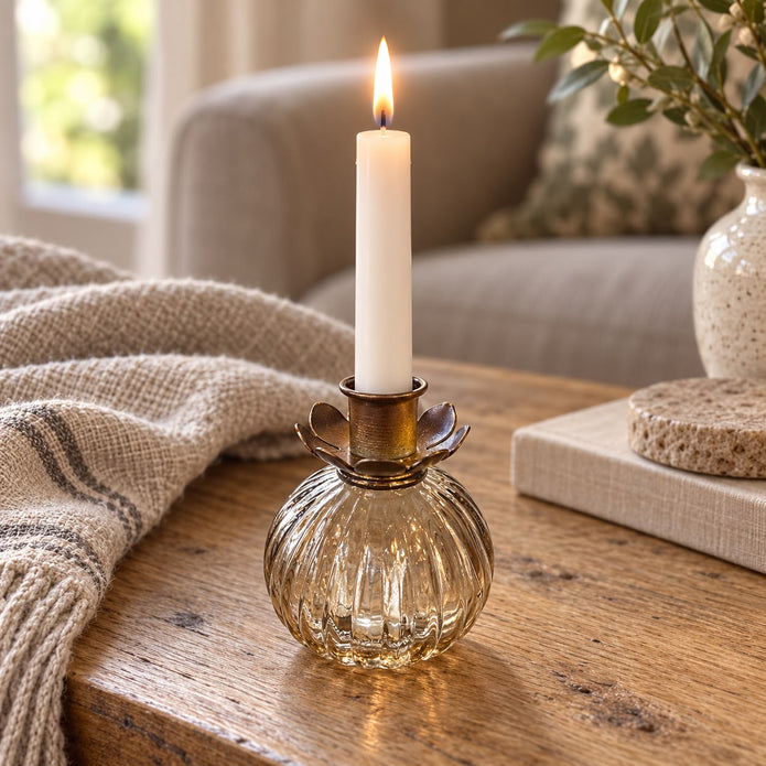 Rustic Flower Bottle Candle Holder Insert