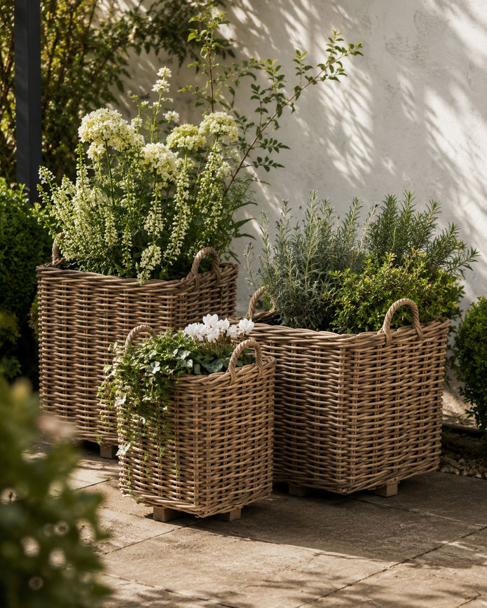 Rattan Kubu Luxury Lined Square Storage Baskets
