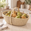 Pagan Wickham Rattan Handled Shopping Basket for home decor, featuring woven rattan with sturdy handle and stylish design