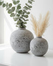 Aegean Tiber Matt Neutral Stone Vase by Hill Interiors, showcasing a modern, textured ceramic vase in neutral stone color.