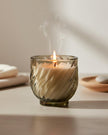 Olive Green Glass Twisted Candle - Lime, Basil & Mandarin