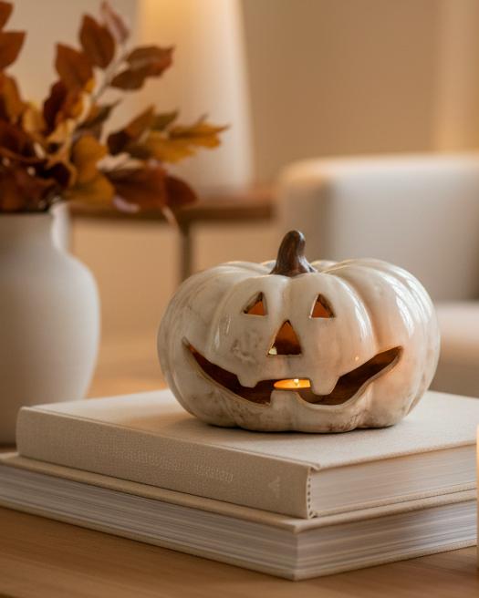 LED Light Up Pumpkin Face Décor