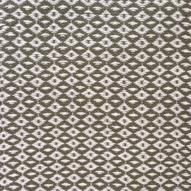 Olive Green Diamond Weave Cotton Throw Blanket, close-up of the olive and cream diamond weave