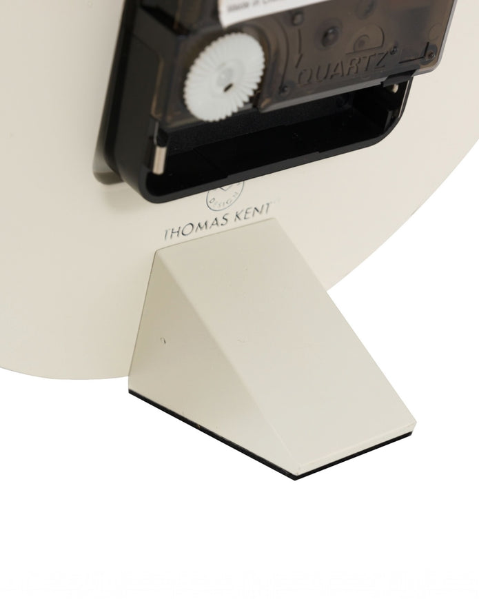 Thomas Kent Arabic Mantle Clock in oatmeal white, vintage-style clock with black hands and Arabic numerals on a white dial.