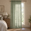 Yard Leaf Patterned Moss Green Woven Sheer Voile Curtain Panel