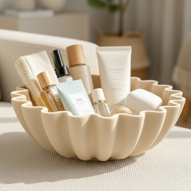 Small Barbuda Cream Wavy Bowl