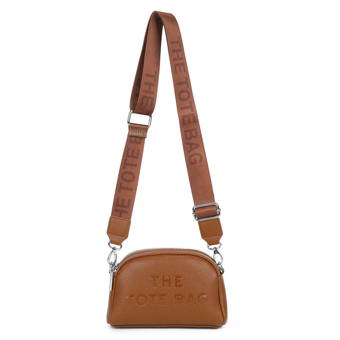 Tan Double Zip Crossbody Bag