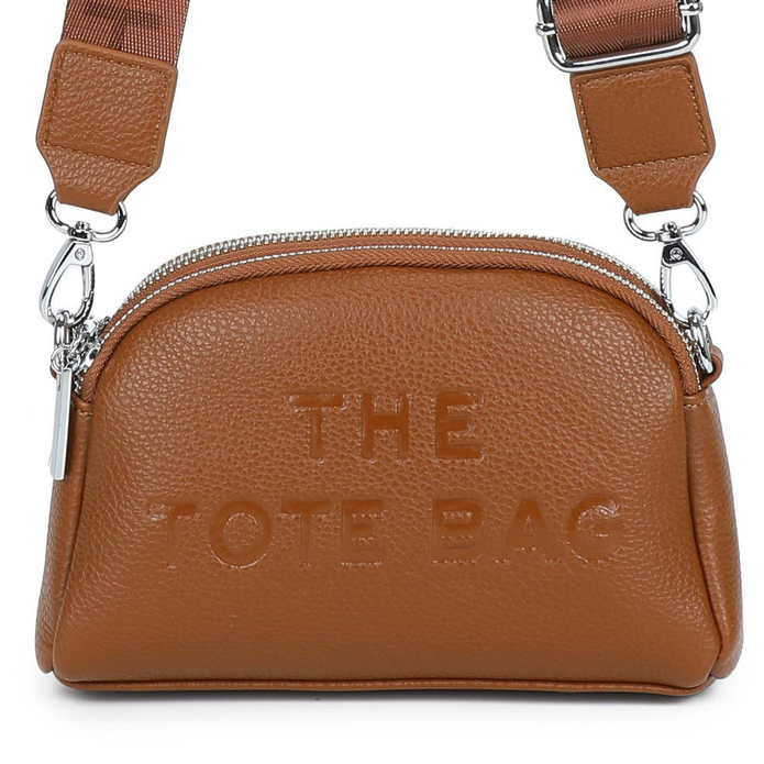 Tan Double Zip Crossbody Bag