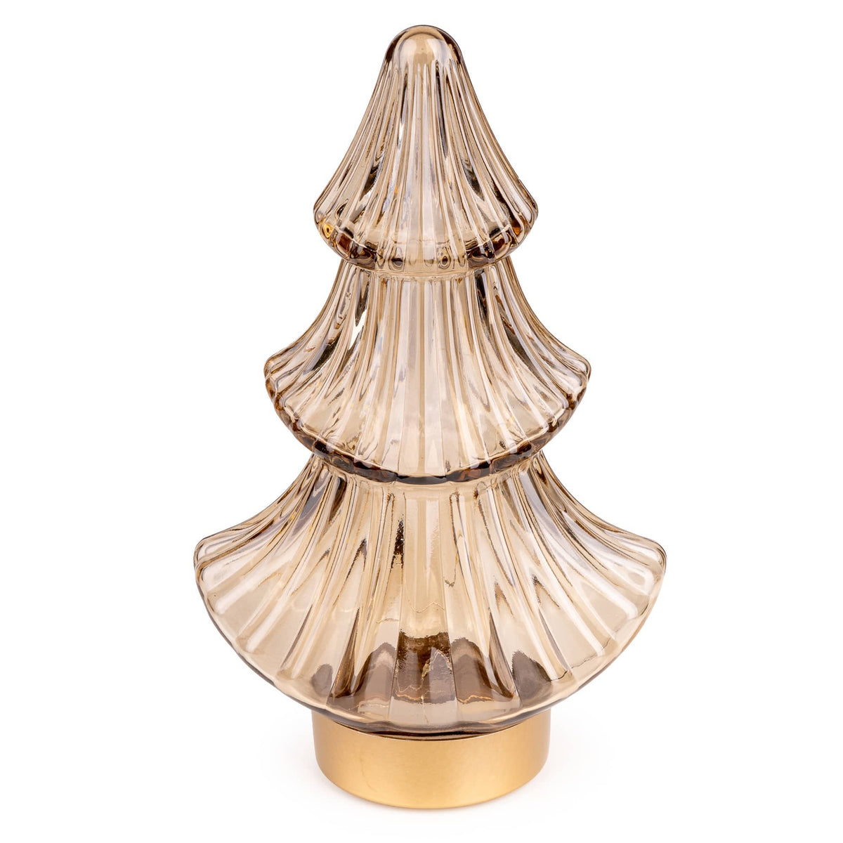 Gold Light Up LED Christmas Tree Lamp by Candlelight Products Ltd, illuminated holiday decoration with festive LED lights.