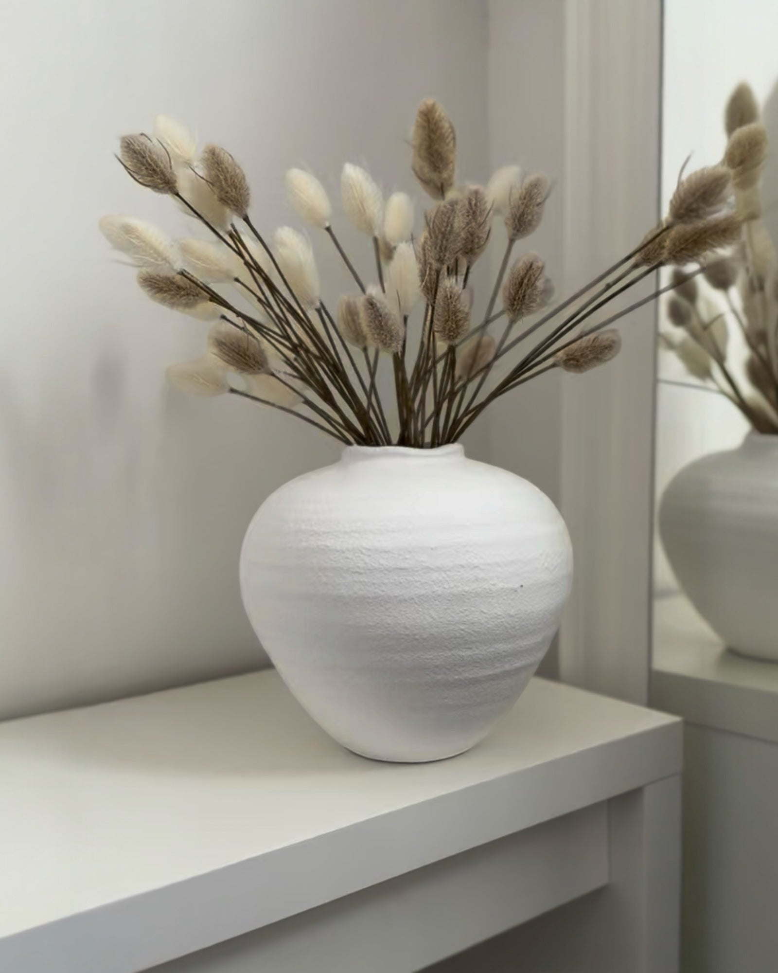 Regola Matt White Stone Vase by Hill Interiors, modern ceramic vase with smooth matte finish, ideal for elegant home decor.