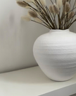 Hill Interiors Regola Matt White Stone Vase, modern decorative vase with smooth matte finish and cylindrical shape.