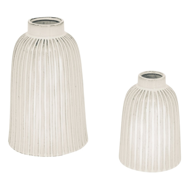 Hill Interiors Monte Medium Ribbed Vase with textured ribbed surface, ideal for floral arrangements or home decor.