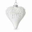 White Bead Top Glass Heart Bauble, full view of the white heart bauble on white