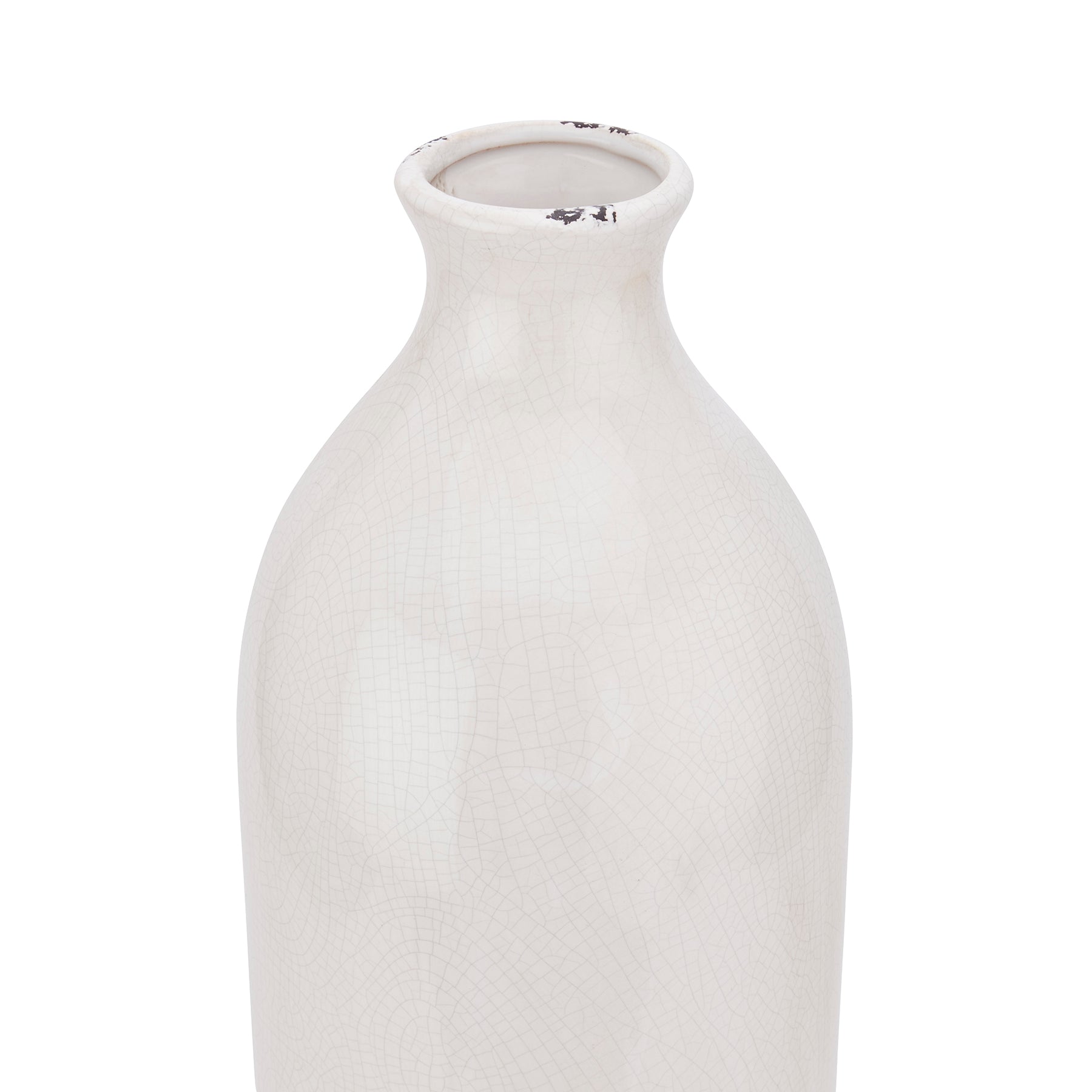 White ceramic Garda glazed Gisela vase by Hill Interiors, featuring a sleek, modern design with a smooth finish and rounded shape.