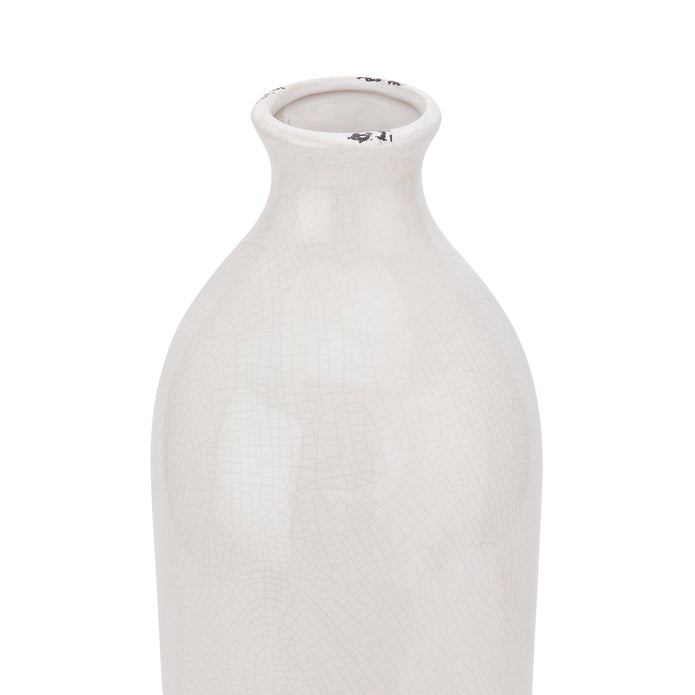 White ceramic Garda glazed Gisela vase by Hill Interiors, featuring a sleek, modern design with a smooth finish and rounded shape.