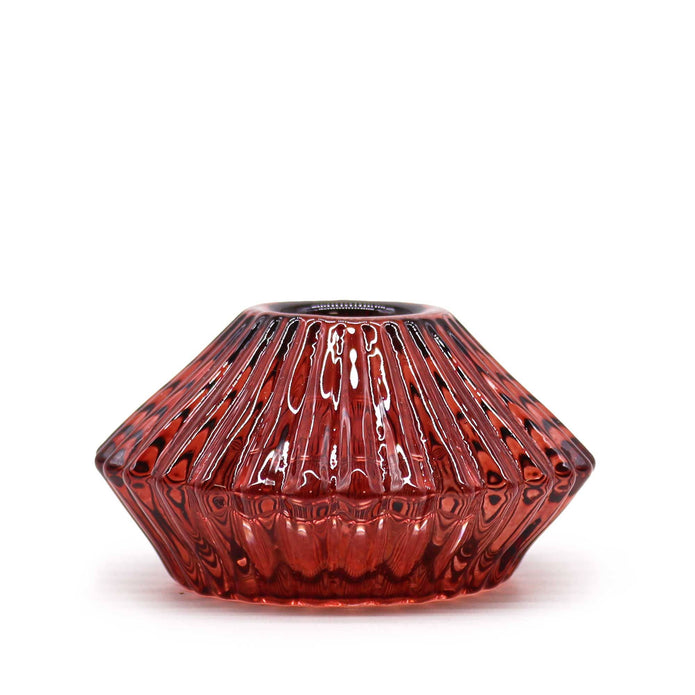 Ancient Wisdom Christmas Burgundy dinner candle and tealight holder with festive design for holiday décor.