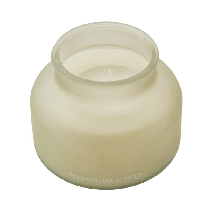Large Candle Relaxing Eucalyptus Scent - Frosted Green