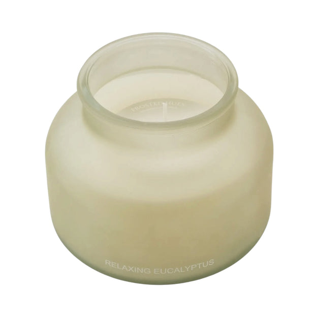 Large Candle Relaxing Eucalyptus Scent - Frosted Green
