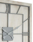 White large square wooden Williston wall clock by Hill Interiors, featuring a minimalist design with black hour and minute hands.