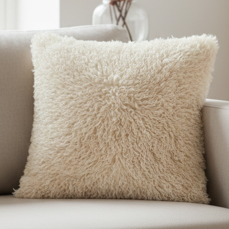 Cream Faux Fur Cushion Cover