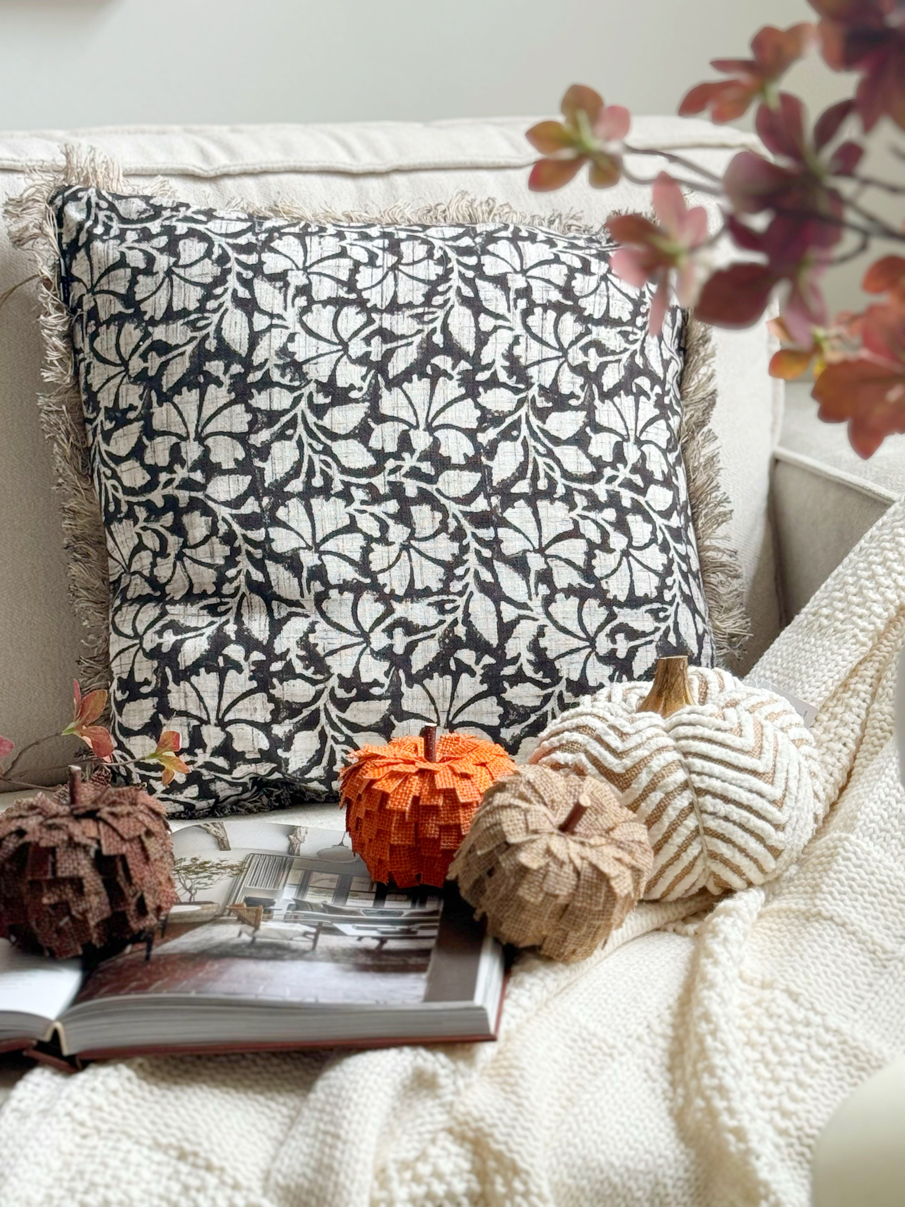 Small Natural Rafia Frilled Pumpkin