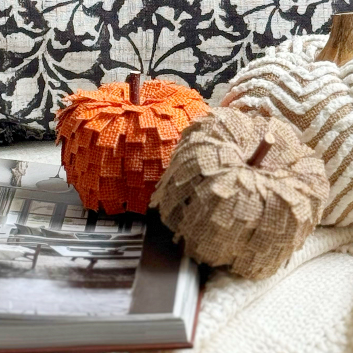 Small Natural Rafia Frilled Pumpkin