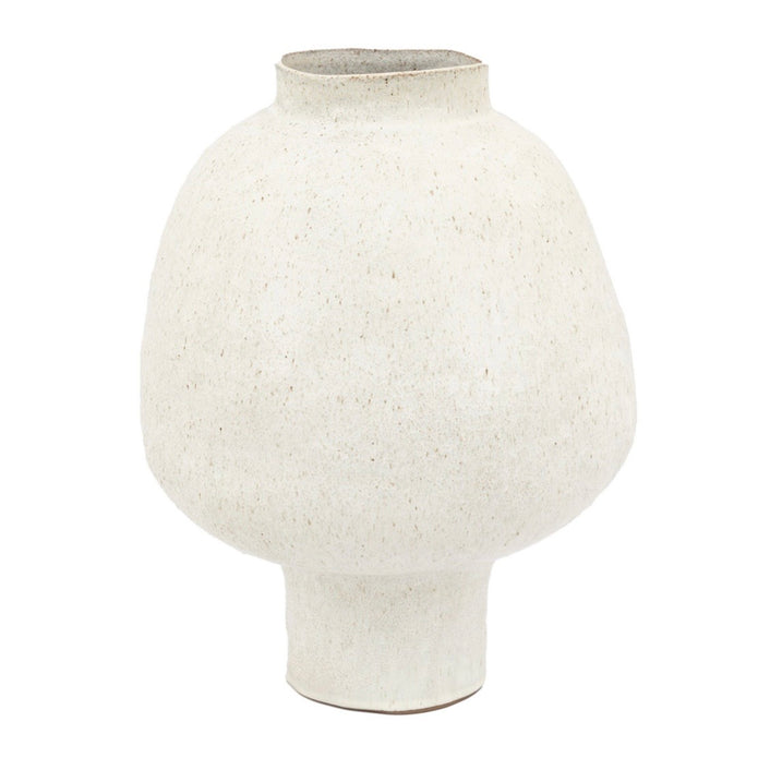 Palawan Neutral White Stoneware Footed Vase