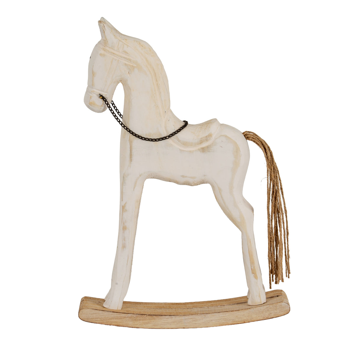 Whitewashed Wooden Rustic Rocking Horse