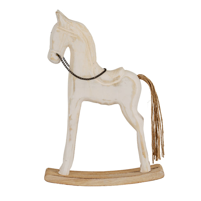 Whitewashed Wooden Rustic Rocking Horse