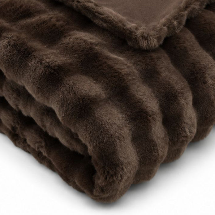 Chocolate Brown Luxury Faux Fur Blanket Throw