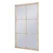 Large washed wood rectangle window framed mirror by Hill Interiors, featuring a rustic wooden frame and reflective glass surface.
