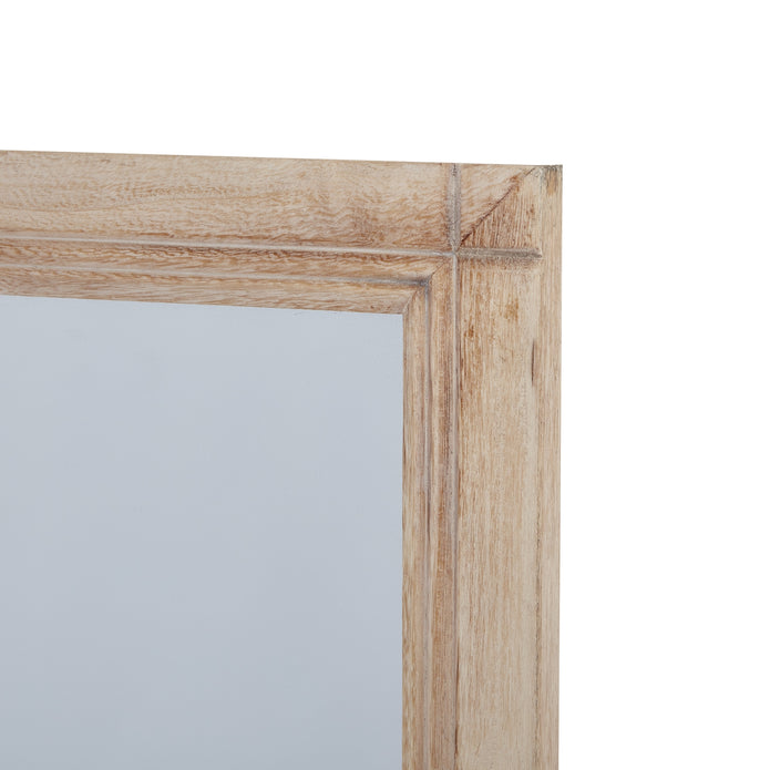 Large washed wood rectangle framed mirror by Hill Interiors, featuring a rustic wooden window-style frame for elegant home decor.