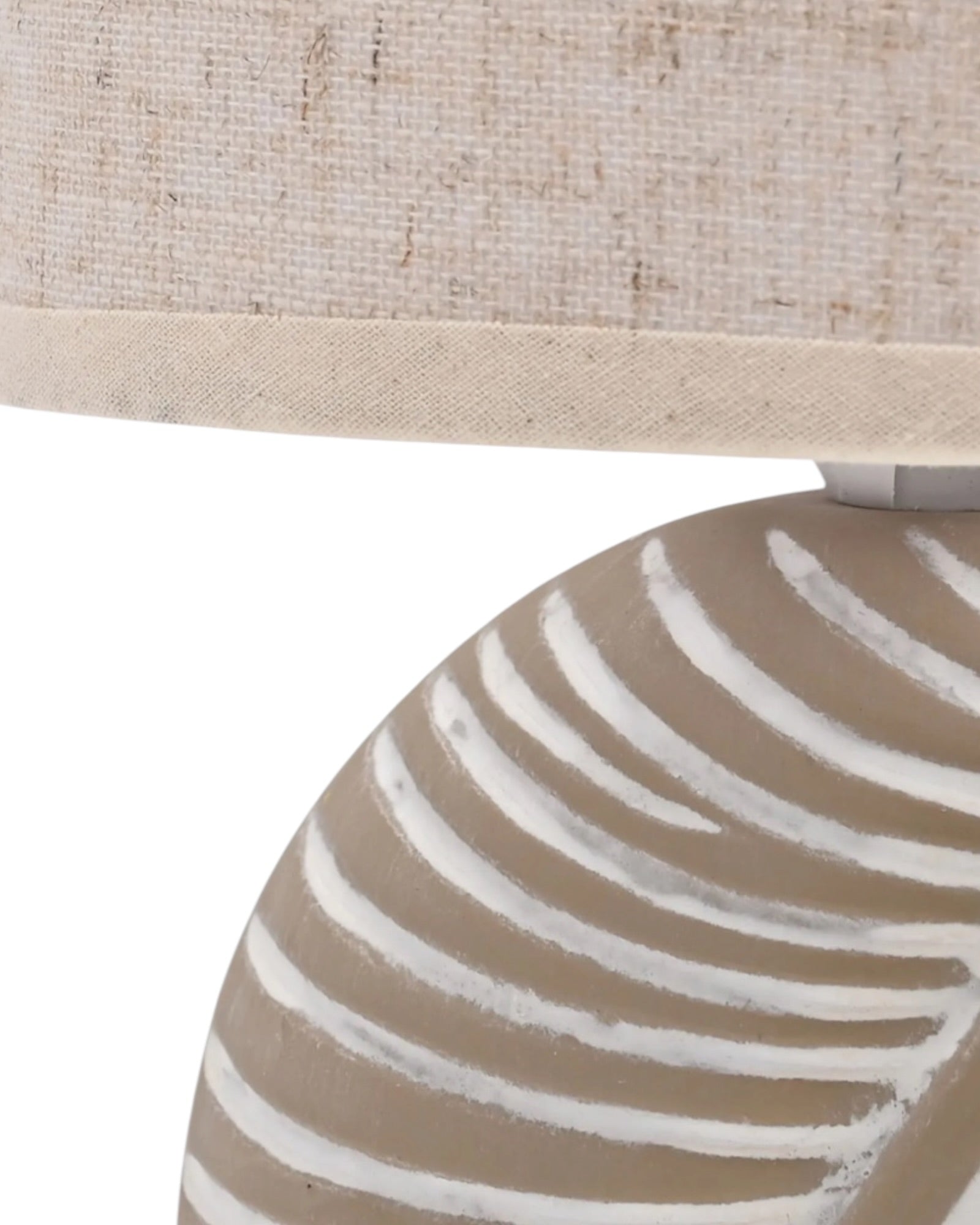 Stone Leaf Table Lamp with Beige Linen Shade