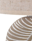 Stone Leaf Table Lamp with Beige Linen Shade
