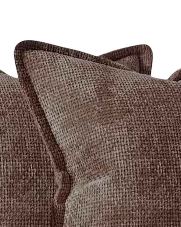 Chocolate brown woven cushion cover from Starlight Express, showcasing soft furnishings with textured woven design.