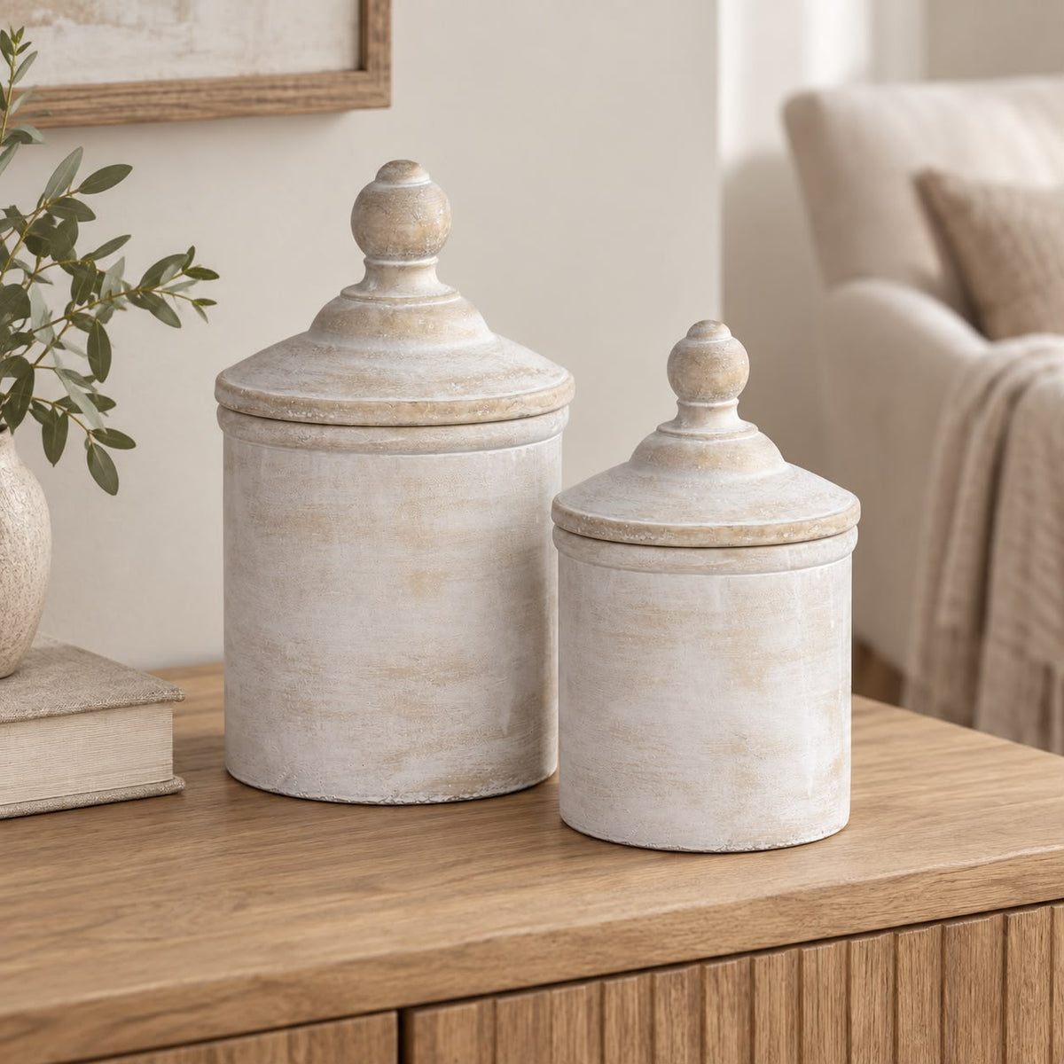 White Stone Storage Jar Canister — product image 3