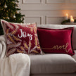 Riva Home red velvet Christmas cushion with gold “Noel” applique design