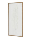 Large white feather print wall art in a frame, designed by Hill Interiors, displayed on a neutral wall.