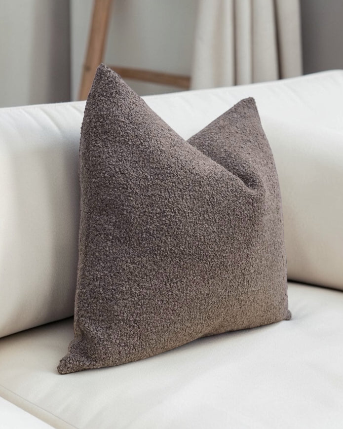 Chocolate boucle cushion cover by Starlight Express, soft furnishings with textured, cozy fabric and stylish appearance.
