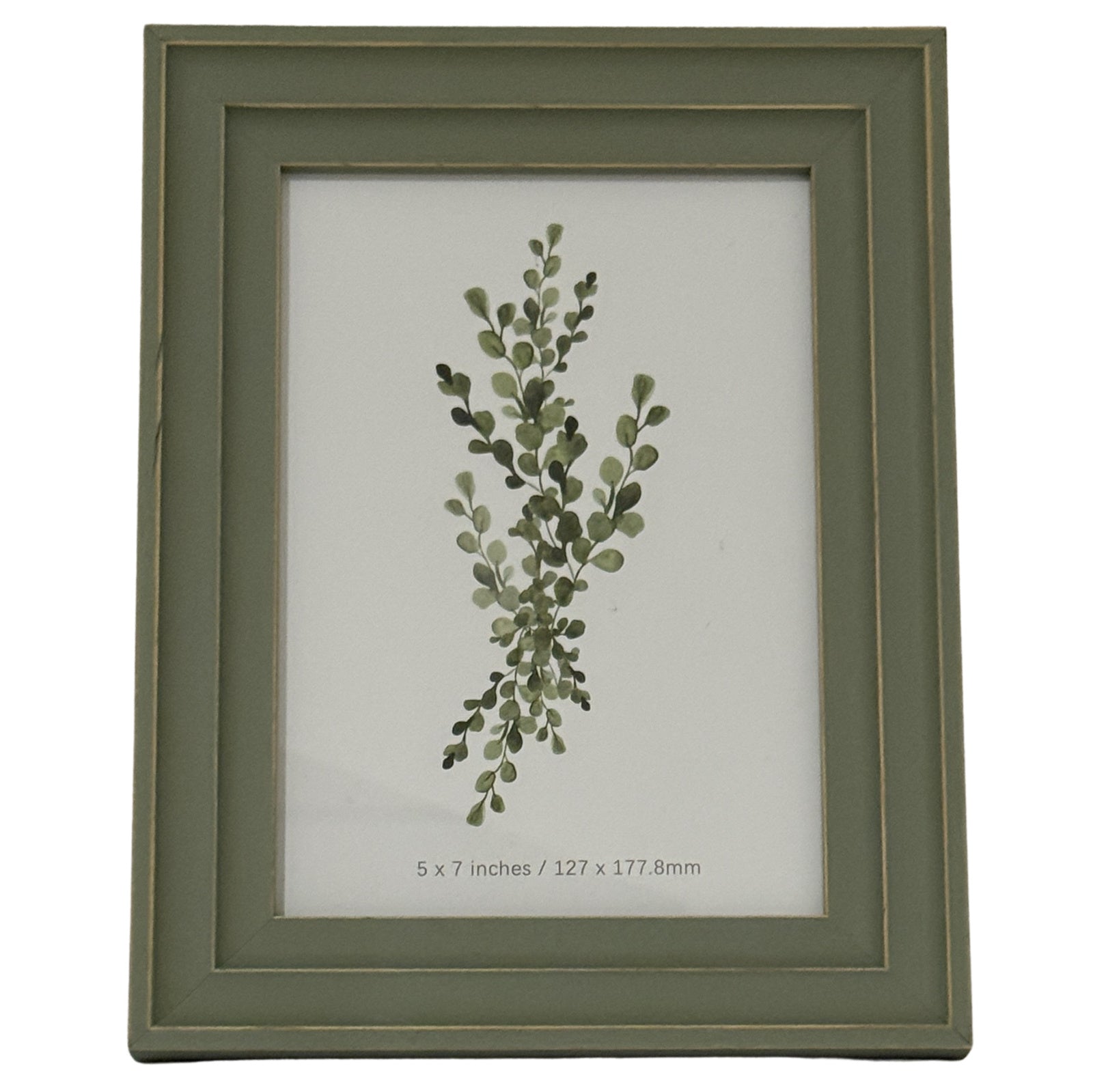 Neutral Wooden Olive Green Vilde Photo Frame