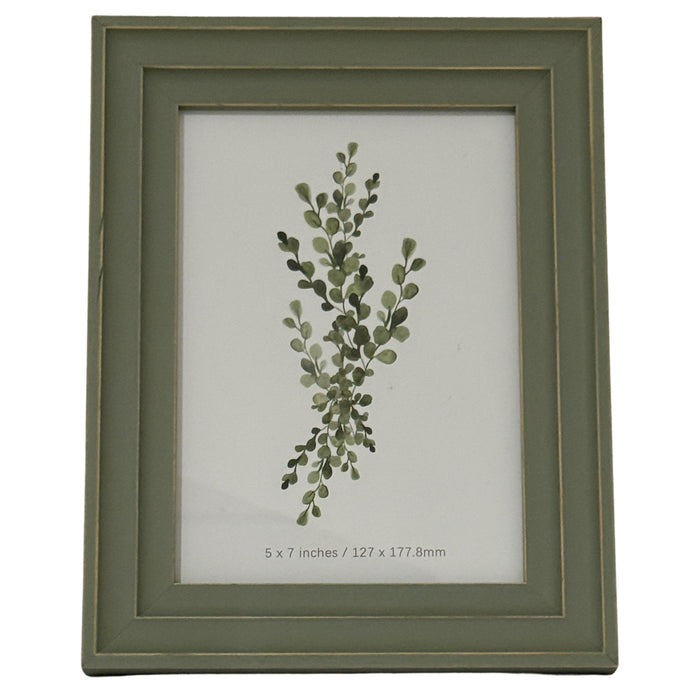 Neutral Wooden Olive Green Vilde Photo Frame