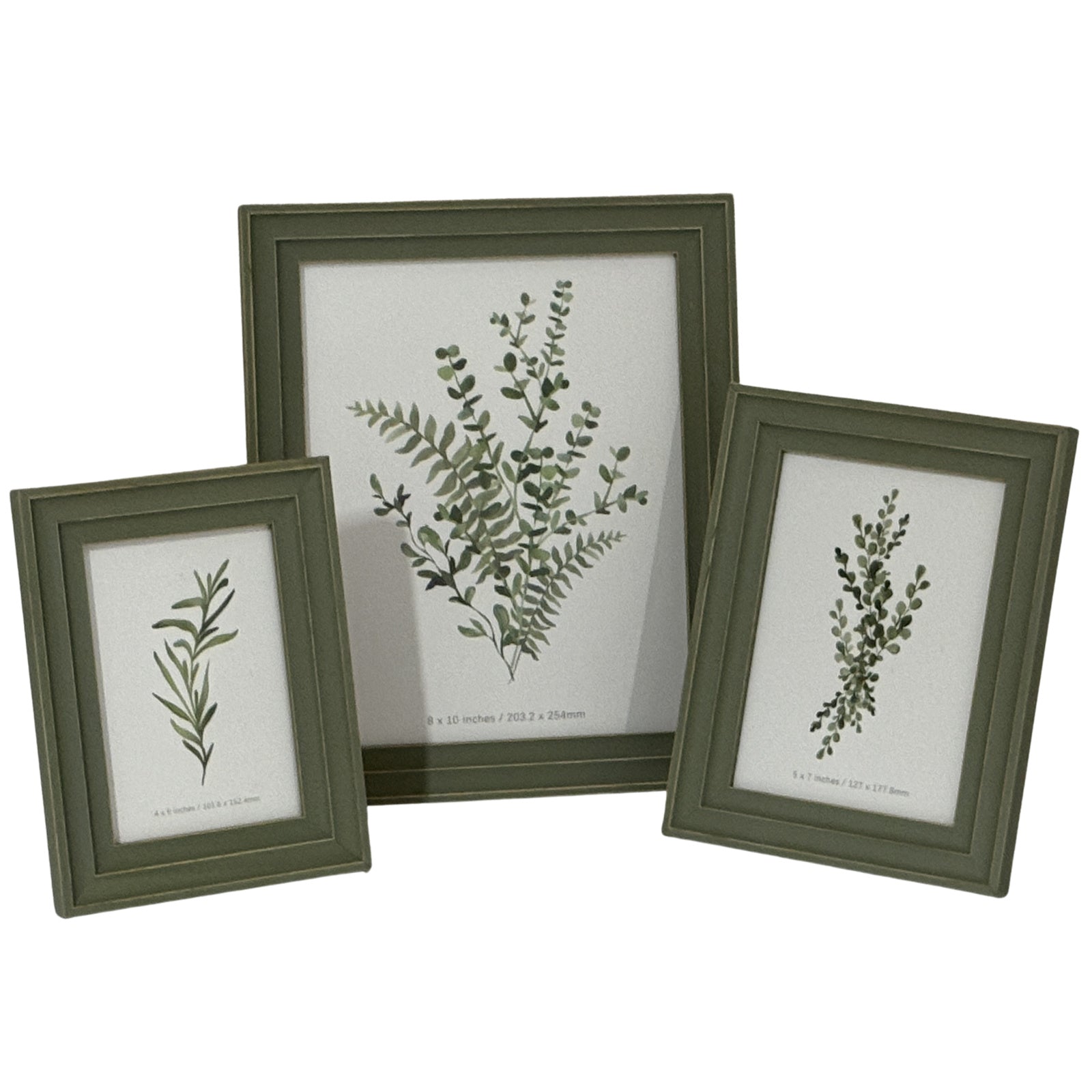 Neutral Wooden Olive Green Vilde Photo Frame