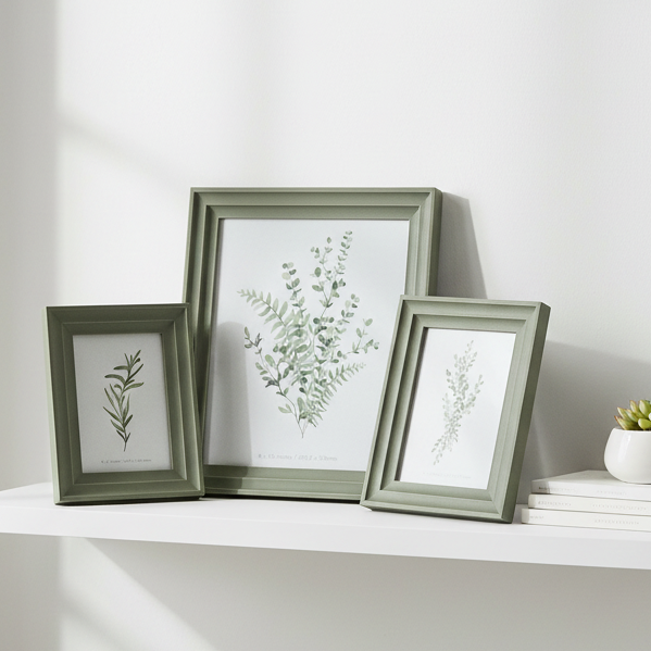 Neutral Wooden Olive / Sage Green Vilde Photo Frame