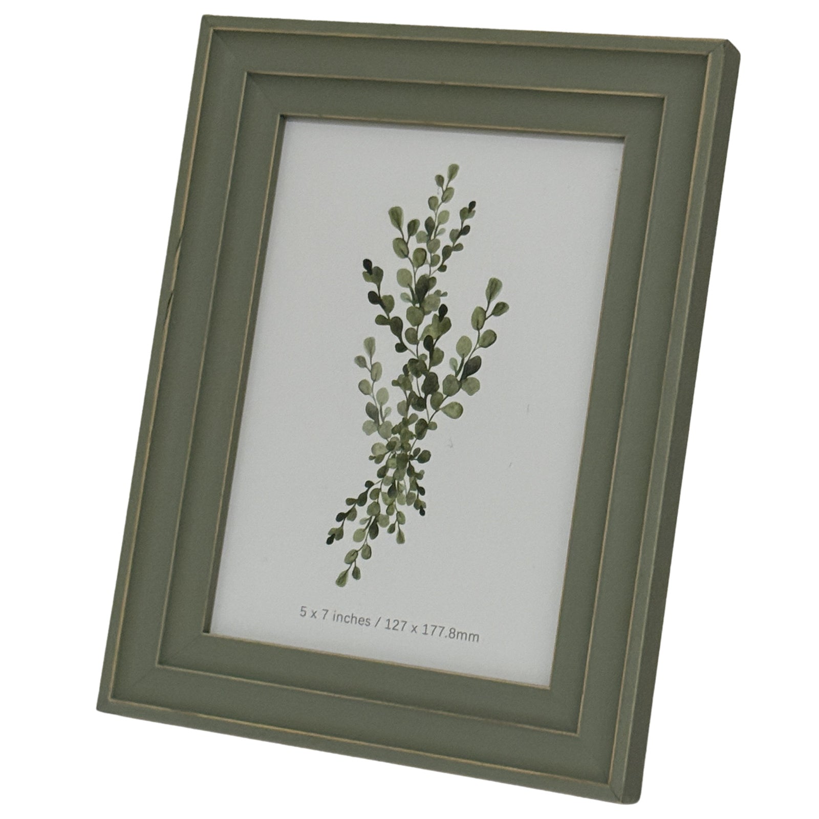 Neutral Wooden Olive Green Vilde Photo Frame