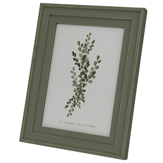 Neutral Wooden Olive Green Vilde Photo Frame