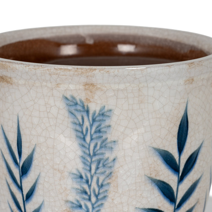 Blue Floral Plant Pot